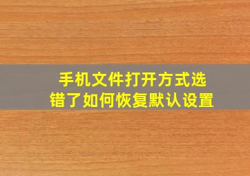 手机文件打开方式选错了如何恢复默认设置