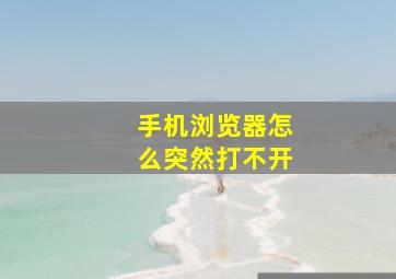 手机浏览器怎么突然打不开