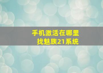 手机激活在哪里找魅族21系统