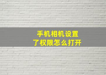 手机相机设置了权限怎么打开