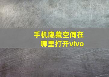 手机隐藏空间在哪里打开vivo