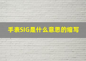 手表SIG是什么意思的缩写