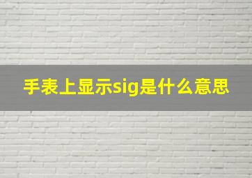 手表上显示sig是什么意思