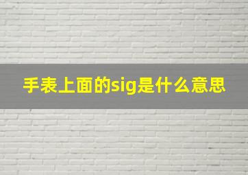 手表上面的sig是什么意思