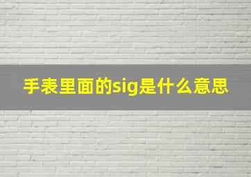 手表里面的sig是什么意思