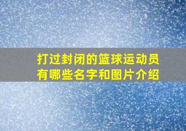 打过封闭的篮球运动员有哪些名字和图片介绍