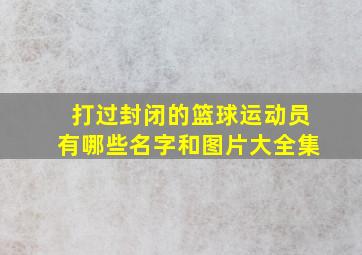 打过封闭的篮球运动员有哪些名字和图片大全集