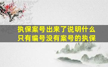 执保案号出来了说明什么只有编号没有案号的执保