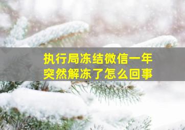 执行局冻结微信一年突然解冻了怎么回事