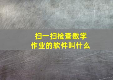 扫一扫检查数学作业的软件叫什么