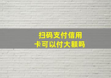 扫码支付信用卡可以付大额吗