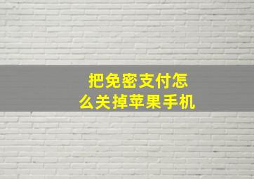 把免密支付怎么关掉苹果手机