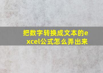 把数字转换成文本的excel公式怎么弄出来