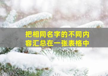 把相同名字的不同内容汇总在一张表格中