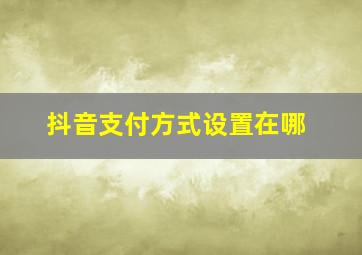 抖音支付方式设置在哪