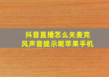 抖音直播怎么关麦克风声音提示呢苹果手机