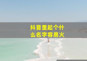 抖音里起个什么名字容易火