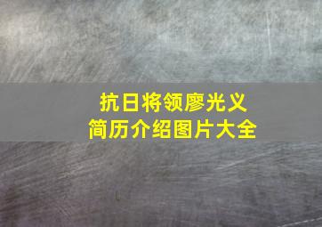 抗日将领廖光义简历介绍图片大全