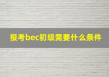 报考bec初级需要什么条件