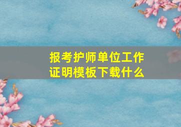 报考护师单位工作证明模板下载什么