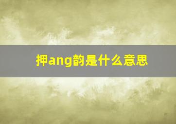 押ang韵是什么意思