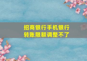 招商银行手机银行转账限额调整不了