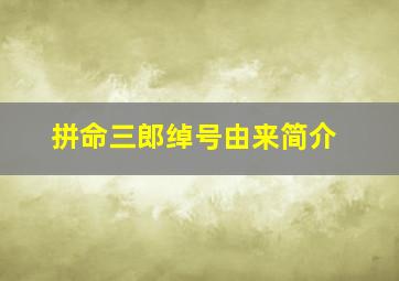 拼命三郎绰号由来简介