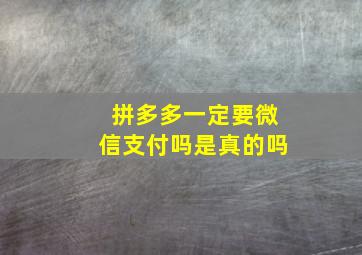 拼多多一定要微信支付吗是真的吗