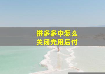 拼多多中怎么关闭先用后付