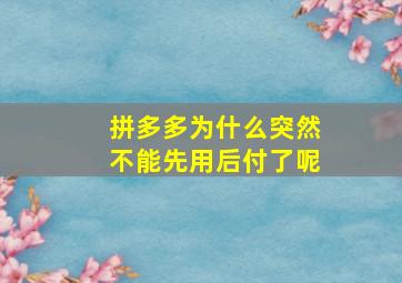 拼多多为什么突然不能先用后付了呢