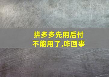 拼多多先用后付不能用了,咋回事