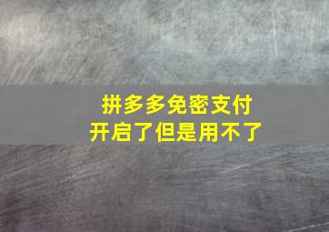 拼多多免密支付开启了但是用不了