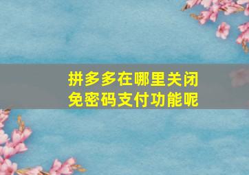 拼多多在哪里关闭免密码支付功能呢