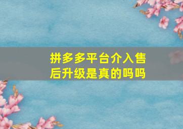 拼多多平台介入售后升级是真的吗吗