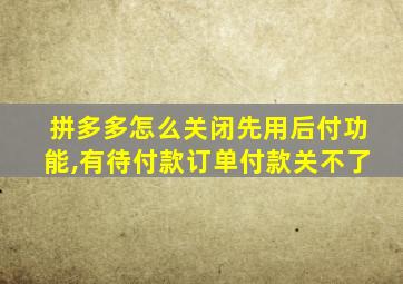 拼多多怎么关闭先用后付功能,有待付款订单付款关不了