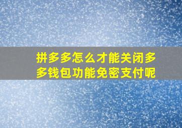 拼多多怎么才能关闭多多钱包功能免密支付呢