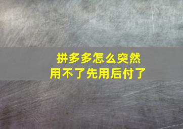 拼多多怎么突然用不了先用后付了