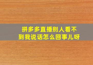 拼多多直播别人看不到我说话怎么回事儿呀