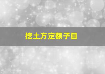 挖土方定额子目