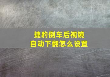 捷豹倒车后视镜自动下翻怎么设置