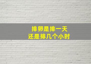 排卵是排一天还是排几个小时