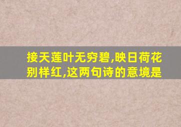 接天莲叶无穷碧,映日荷花别样红,这两句诗的意境是