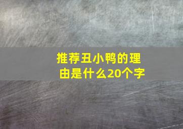 推荐丑小鸭的理由是什么20个字