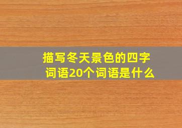 描写冬天景色的四字词语20个词语是什么