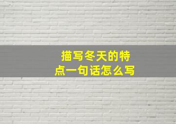 描写冬天的特点一句话怎么写