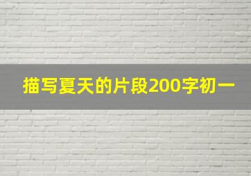 描写夏天的片段200字初一