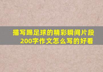 描写踢足球的精彩瞬间片段200字作文怎么写的好看