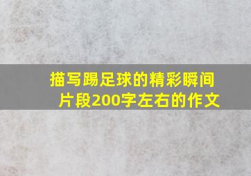 描写踢足球的精彩瞬间片段200字左右的作文