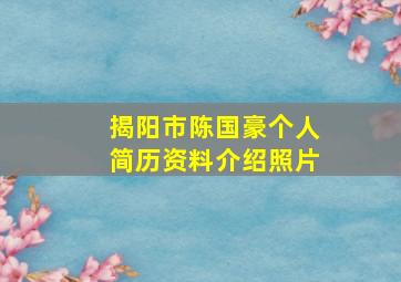 揭阳市陈国豪个人简历资料介绍照片