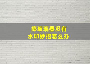 擦玻璃器没有水印妙招怎么办